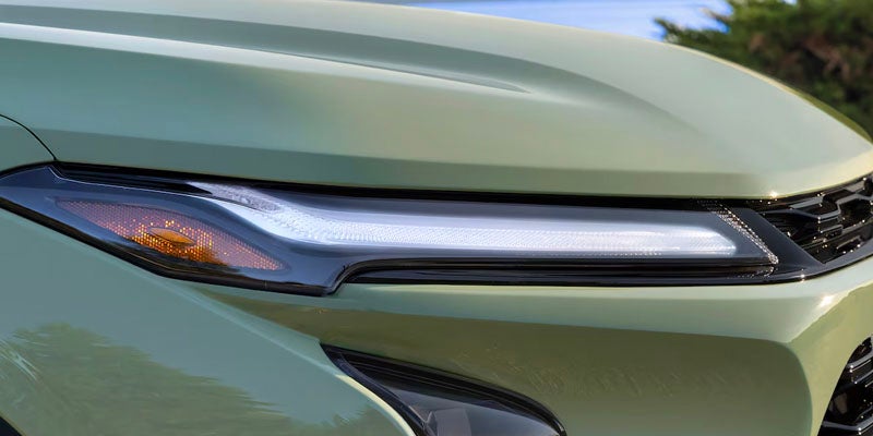 Close up view of the 2025 Chevy Trax's front right headlight.
