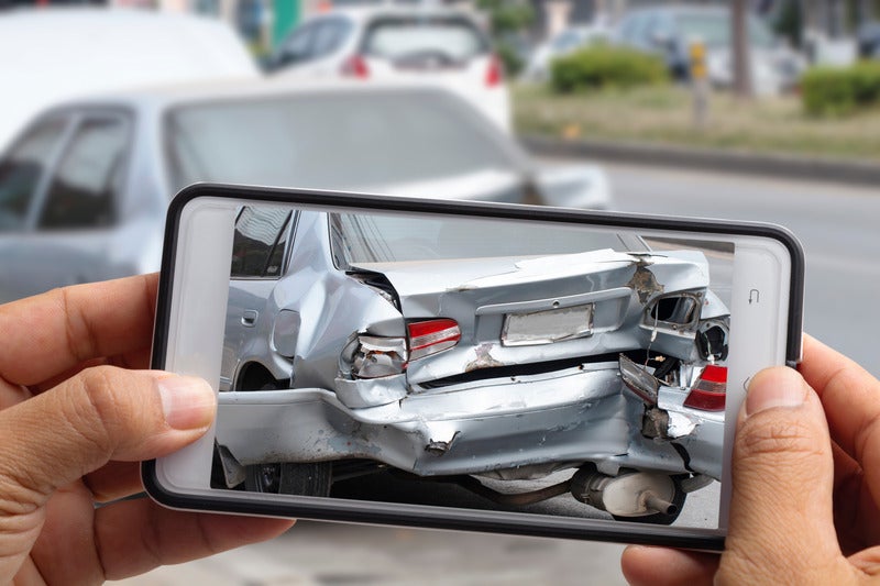 Taking picture of car after a collision